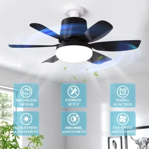 Ceiling Fan Fan Bulb Moving Head 360 Rotating Rotation Electric Dimming White Remote Control Modern E27 Ceiling Fan With Light