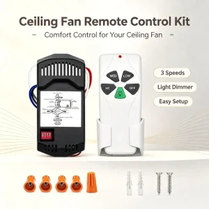 Ceiling Fan Remote Controller with 10-30m Range, 3-Speed Fan Regulator, Light Dimming Switch and 3A Maximum Current