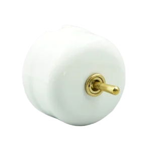 Ceramic 1 Gang Toggle Switch with Metal Handle Vintage Surface-Mounted Wall Control