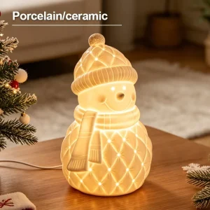 Ceramic New Arrival Home Decor Indoor Lights Table Standing Night Light Snowman Christmas Atmosphere Table Night Light