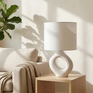 Ceramic Table Lamp with Fabric Lampshade E27 Bedroom Living Room Home Decor Light
