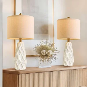 Ceramic Table Lamps Modern Boho Bedside Lamp for Bedroom Living Room Reading
