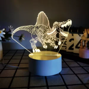 Changing 3D Acrylic Panel Children’s Bedroom Table Lamps 3D LED Dinosaur Night Light 7 Color