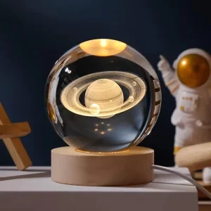 Children’s 3D Crystal Glass Ball Night Lamp with 16-Color LED Lights USB Rechargeable