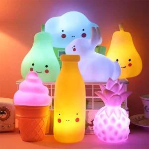 Children’s Battery-Powered Indoor LED Cartoon Night Light, Enamel Table Lamp