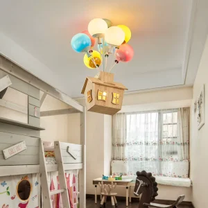 Children’s Bedroom Acrylic Ceiling Light Balloon Flying House Cartoon Design for Boys and Girls