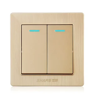 China Factory Direct 2 Gang 1 Way Wall Switch UK Standard Big Panel Socket Outlet 10A PC Material