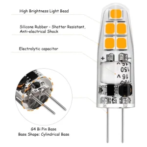 China Supply Factory Sell Directly LED Bulb AC DC 12V 1.3W Corn Bulb Light G4 Mini Led Bulb 3000K Warn Light for Crystal Lamp
