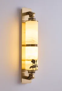 Chinese Ambient Wall Lamp Jade Lampshade Full Copper LED Minimalist Luxury Lighting Bathroom Touch Control High CRI