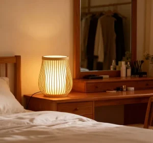 Chinese Bamboo Table Lamp Hotel Living Room Bedroom Bedside Restaurant Decorative Lampshade Creative Rechargeable Handmade Craft