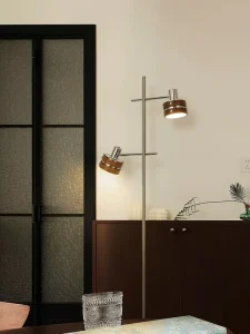 Chinese Lamp LED Wood Floor Lamp with Iron Base E26 E27 Compatibility for Living Room
