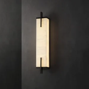 Chinese Light Luxury All Copper Natural Marble Living Room TV Background Wall Lamp Modern Villa Master Bedroom Bedside Lamp