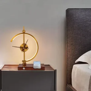 Chinese Style Bedside Table Lamp with Wireless Charger Decorative Wooden Table Lamp