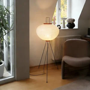 Chinese style LED Floor Lamp with Rice Paper Button Control for Living Room Bedroom Study Vertical Paper Carving Design