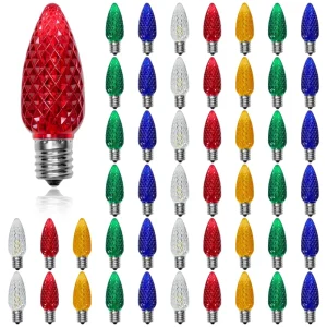 Christmas Holiday Faceted LED Replacement Candle Bulb 110V 1W C9 E17 for Landscape Lighting AC Power Supply