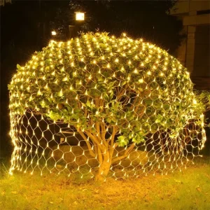 Christmas Net Lights Plug in Mesh Lights Waterproof with 8 Modes Connectable for Bushes Trees Garden