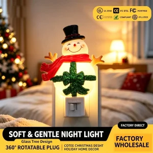 Christmas Snowman ABS Plastic LED Night Light Plug in Decorative Lighting Tap Switch Control Soft Warm Glow Holiday Study Lamp