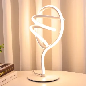 Chrome Color Table Lamp Daylight LED Irregular Spiral Shape Artistic Desk Night Light Metal Shade DC Power Supply