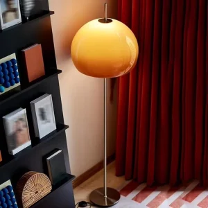 Chrome Floor Lamp with Foot Switch Dimmable Standing Lamp with Dome Shade Mid Century Modern Reading Lamp for Living Room