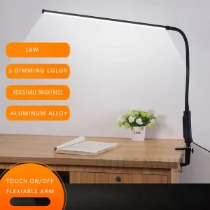 Clamp LED Desk Lamp Adjustable 3 Dimming Color 10 Brightness Levels Nail Table Light Modern Desk Light for Home Office