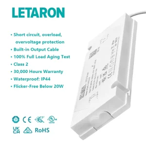 Class 2 Short-Circuit Overload Protection Flicker-Free Waterproof IP44 Plastic 15W 20W 30W LED Driver Power Supply