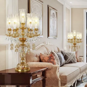 Classic Design Custom Middle Table Lamp for Living Room Bedside Wedding Event Decoration Glass Crystal Lampe Table Light