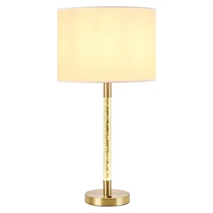 Classic E26 E27 Bulb Decorative Beside Lamp Illuminating Assembled Crystal Body Table Lamp with Fabric Shade
