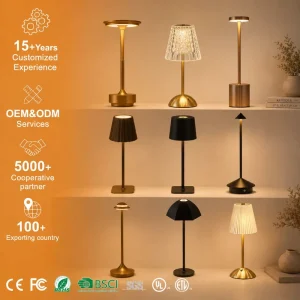 Classic Style Dimmable Home Decor Bedroom Reading Room USB Rechargeable Battery Metal Cordless LED Table Lamps