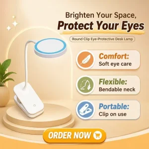 Clip on Desk Lamp 360° Flexible Gooseneck Reading Lamp Portable Touch Work Lamp 3 Color Modes Dimmable Type C Rechargeable