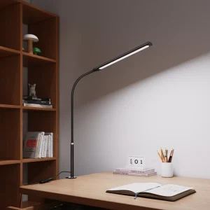 Clip on LED Desk Lamp 13W Dimmable Adjustable Gooseneck Metal Clamp Table Lamp Color Temperature for Bedroom Bedside Desktop