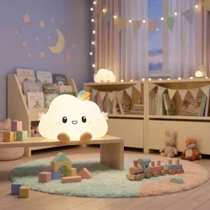 Cloud LED Bedside Clap-Control Silicone Night Light Remote-Controlled Battery-Powered Colorful