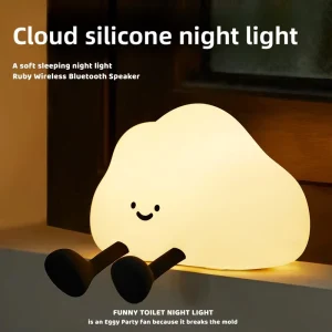 Cloud-Shaped Silicone Night Light with Timer Multicolor Warm Light