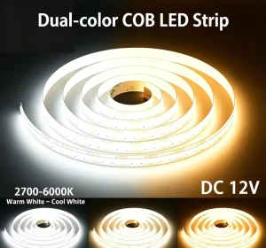 Cob CCT Strip Light DC12V 24V Outdoor Waterproof 608LED Meter CRI90 3 Years Warranty Dual Color Smart CCT LED Strips