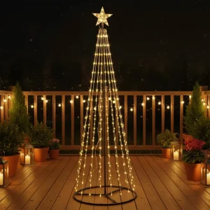 Collapsible LED Warm White Christmas Tree Light Smart Remote Control Dimmable CRI80 Outdoor Use DC 5V IP44 Rated 1 Year Warranty