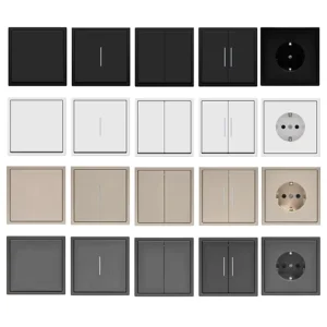 Colorful EU UK Big Button PC Panel Black 1 2 Gang 1 2 Way 250V Touch Light Wall Switch and Socket