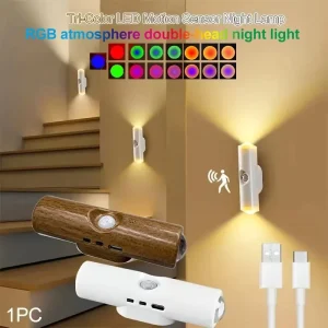 Colorful Gradient LED Cabinet Night Lamp with Human Body Sensor and Magnetic Rechargeable Design