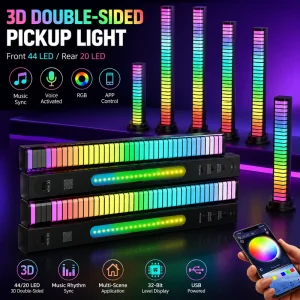 Colorful RGB LED Light Bar Strip Lights Upgraded 32 Bits Pick Music Rhythm Rechargeable Colorful Dimmable Gaming Car PC TV Party