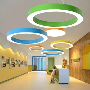 Colorful Round Ring LED Playground Pendant Light Chandelier