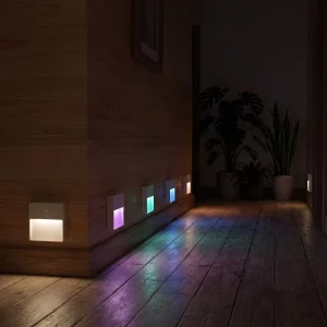Colors Changeable Dimmable RGB LED Under Cabinet Closet Lights Wireless Rechargeable Battery Operated Motion Sensor Step Lights