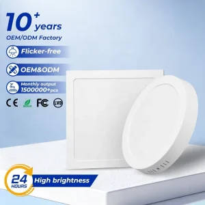 Commercial 12W 18W 24W 36W Round Square Plastic Surface-Mounted Ceiling LED Panel Lamp