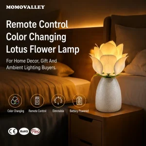Commercial Dynamic Rose Flower Vase Table Lamp Decorative Ambient Night Light for Bedroom Home Decor Gift Buyers