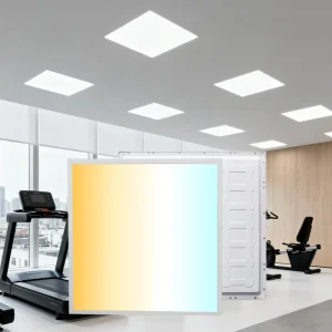 Commercial Indoor Drop Ceiling Light 2×2 Aluminum 5-Power 3CCT Backlit LED Flat Panel IP44 ETL Listed