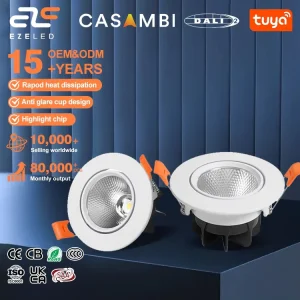 Commercial LED COB Adjustable Downlight Round Indoor Ceiling Spotlight for Hotels