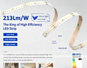 Commercial SMD2835 LED Strip 210 lm/W 144 LEDs/m 24V CRI>93 for Hotels and Buildings