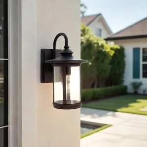 Compact Durable Outdoor Incandescent Wall Lamps Aluminum Base Waterproof Cylindrical Design 3000K Warm Light Clear