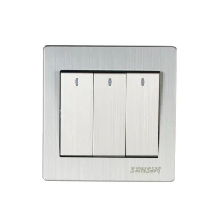 Conductive Metal Panel 3 Gang 2 Way Electrical Wall Switch