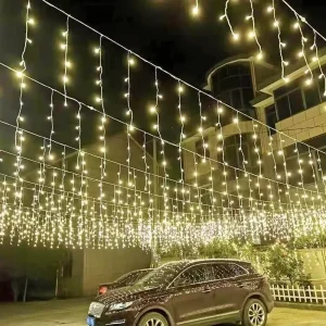Connectable Outdoor Warm White Yard Garden IP44 Christmas Lights Landscape Patio Holiday Fairy Decorative LED Icicle Lights