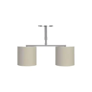 Contemporary Brushed Steel Ceiling Pendant Light with White Brussels Hardback Shade