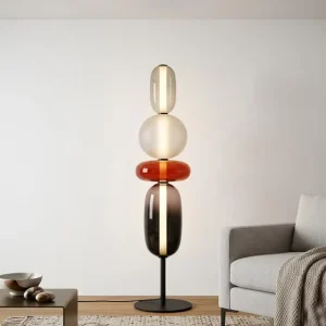 Contemporary Candy Floor Lamp Lollipop Minimalist Glass Ellipse Shades Artistic Lighting System for Gallery Spaces