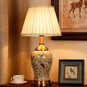 Contemporary Ceramic Table Lamp American Style Living Room Bedroom Bedside Desk Light